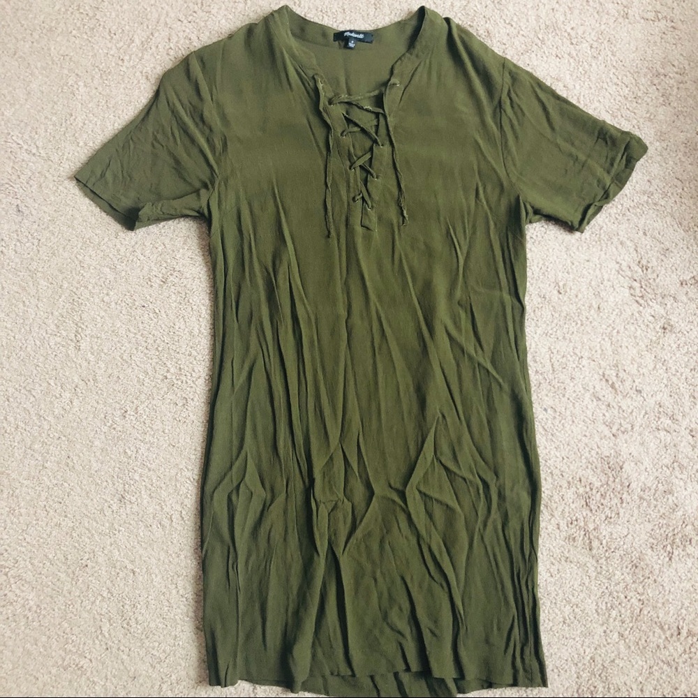 Madewell distressed green shift dress